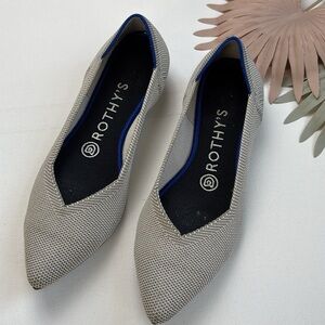 Rothy's Neutral (Tan/Black/Cream print) Pointy Toe Washable Flats - 6.5